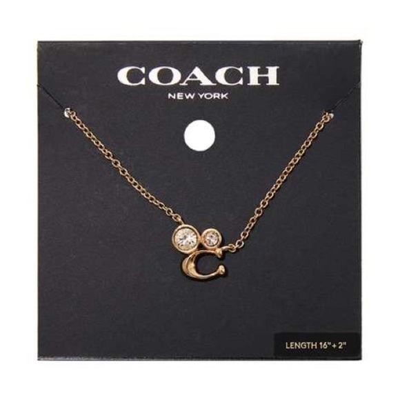NEW Coach “C” Crystal Cluster Necklace - Picture 1 of 3